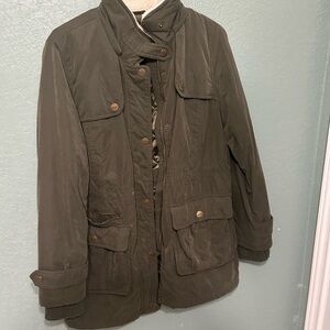 Army green DKNY overcoat jacket